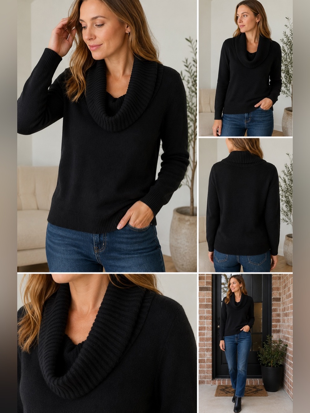 Antonio Melani 100% Cashmere Cowl Neck Sweater Black Women’s L